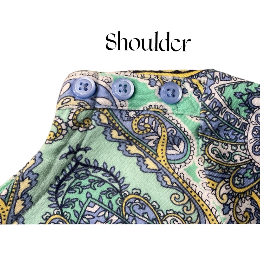Charter Club 3/4 sleeve 100% Pima Cotton Blue lavender Paisley Top - Picture 2 of 7